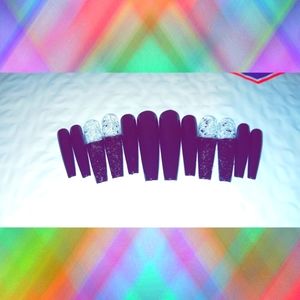 Press on nails XL coffin black with french tips